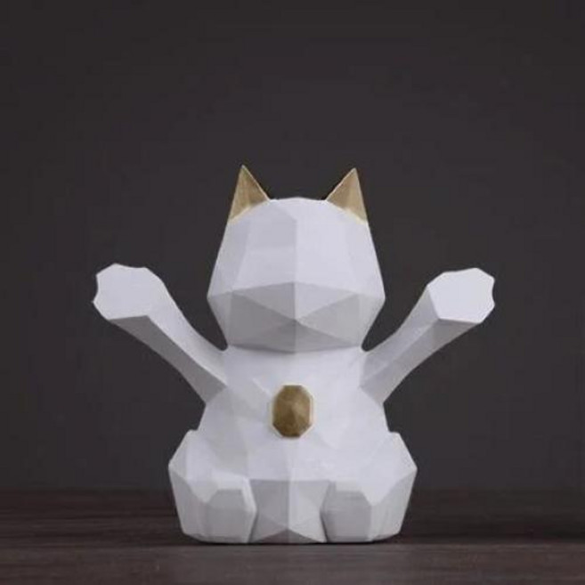 페이퍼크래프트 동물 장식 북유럽 3D 스테레오 기하학적 행운의 고양이 공예 송진 홈 오피스 데스크탑 피규어 마스코트 생일 선물, 2.style2-S
