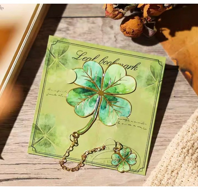 데일리무드 행운의 네잎클로버 감성 북마크 책갈피, 1개