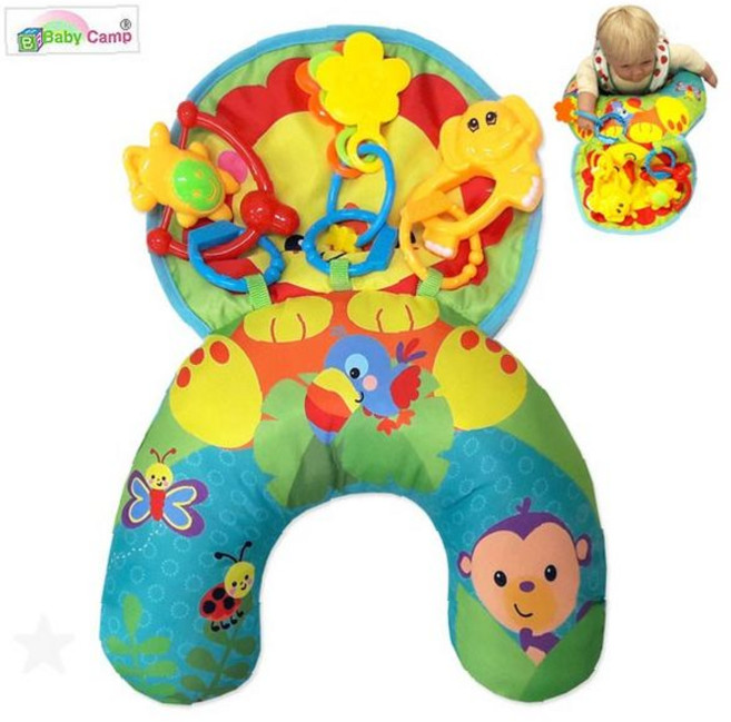 아기 터미타임 배밀이 연습 쿠션 딸랑이 감각발달 놀이매트 장난감, 상세페이지 참조