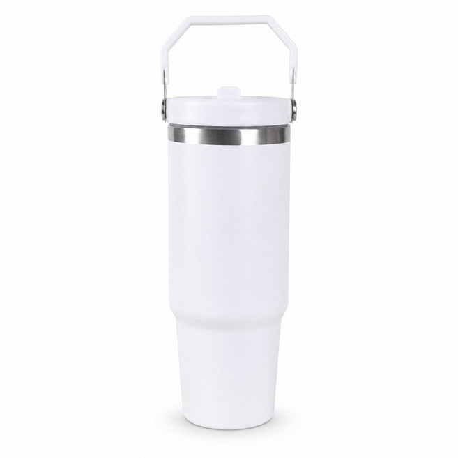 레디박스 핸들 대용량 텀블러 스텐 304 보온보냉 차량용 손잡이 텀블러, 1개, 900ml, 화이트