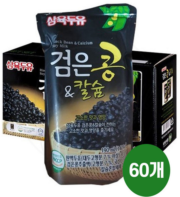 삼육두유 검은콩&칼슘 검은콩두유 파우치, 190ml, 60개