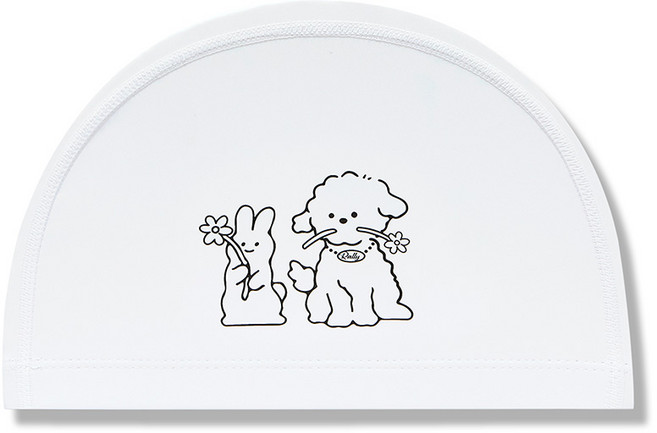 토끼와강아지 아동 우레탄코팅 수모 PRKC923, 1개, PRKC923 WHT