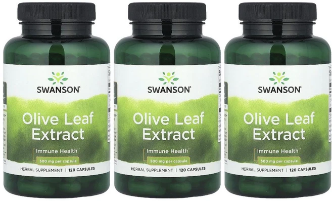 스완슨 올리브 잎 추출물 Olive Leaf Extract 500mg 120캡슐 3병, 3개, 120정 - 쿠팡