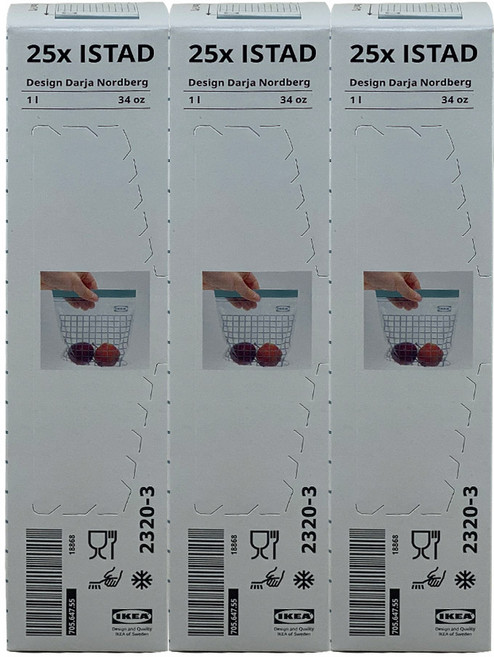 이케아 지퍼백 NEW 이스타드 1L (19x18cm) 25입 3개