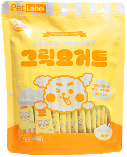 펫라벨 그릭 요거트 강아지간식 장건강 30 개입 (12 g x 30ea), 그릭요거트, 12g, 30개