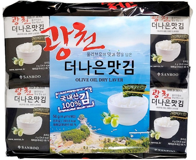 산루 광천 더나은맛김 올리브유 도시락김 4gx16 1개