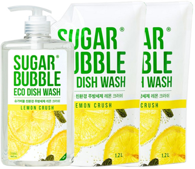 슈가버블 친환경 에코 주방세제 레몬크러쉬 940ml + 1.2L x2, 단일