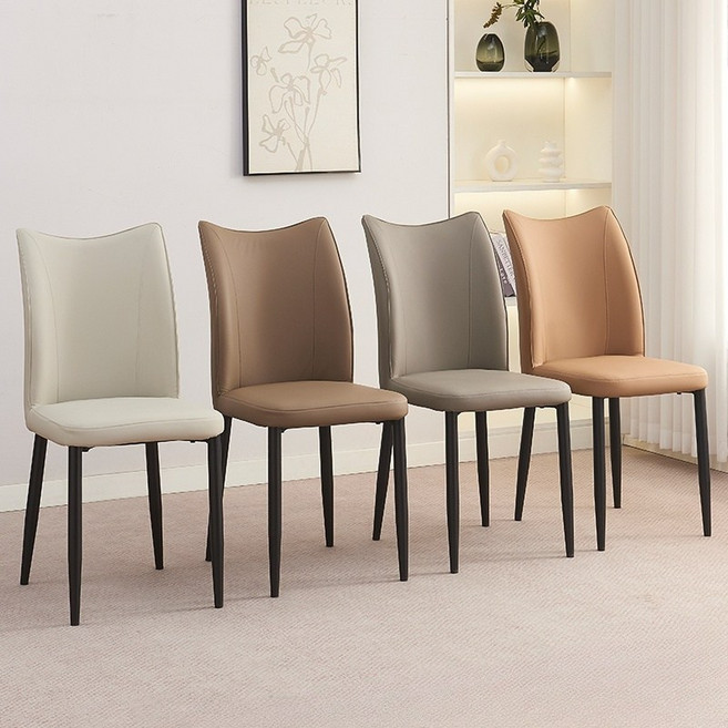 [1+1] 카페 식탁 의자 가죽 테이블 의자 식당 의자, 브라운, 2개