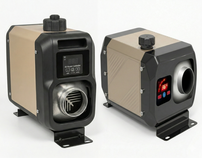 아이즈온H 일체형 무시동히터 12V/24V 차박히터 화물차히터 차량용히터 저소음무시동히터 캠핑히터 알브이월드, 세로형