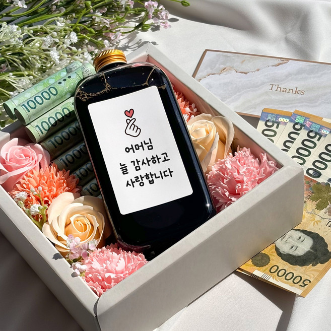 플라워 용돈박스 카네이션 부모님 현금 상자 어버이날 선물 커피세트, 1박스, 돈말이캡