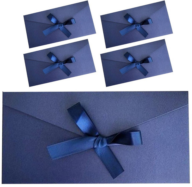 토잉리빙 고급 리본 봉투 카드봉투 용돈봉투 5P, 5개, 네이비