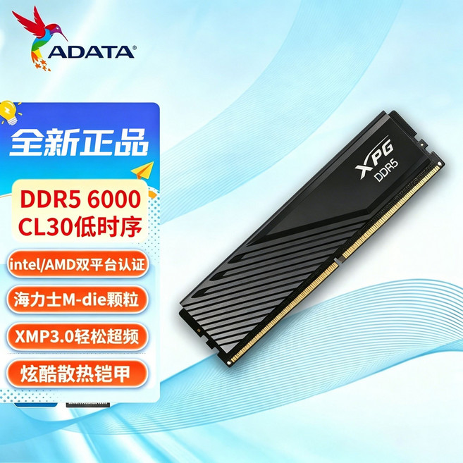 ADATA D300 DDR5 6000 CL30, 16GB 單條黑色
