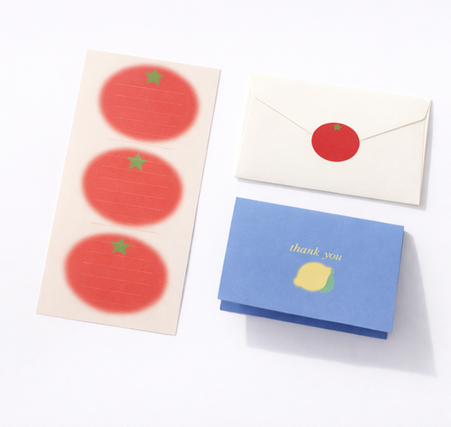 포포샵 감성 편지지 8p + 편지봉투 4p + 스티커 4p 세트, 1팩, 토마토