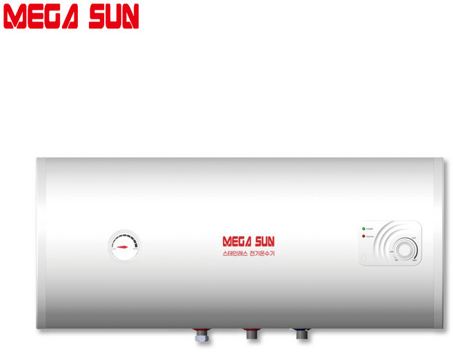 메가썬 스텐 전기온수기 50리터 하향식 벽걸이 가로형 50L 스테인레스