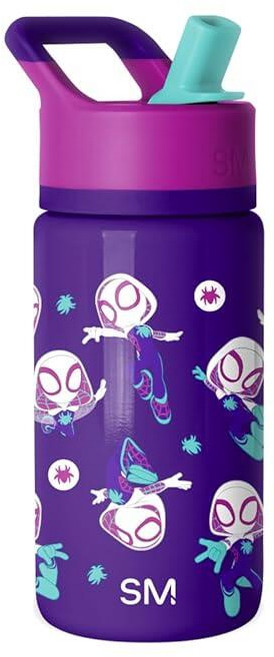 Simple Modern Kids Summit Water Bottle with Straw Lid | 14oz Insulated Stainless Steel Cup for Gir, 마블: 스파이더 그웬