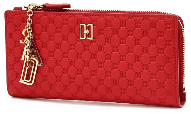 [국내매장] 닥스 DCWA6E538R2 [루이스DD] 레드 DD로고 포인트 소가죽 슬림 2단 장지갑