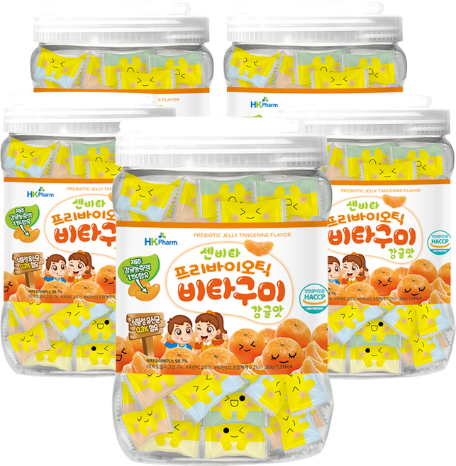 센비타 프리바이오틱 식물성 유산균 비타구미 감귤맛 젤리(+17정 딸기젤리 이벤트), 5개, 360g