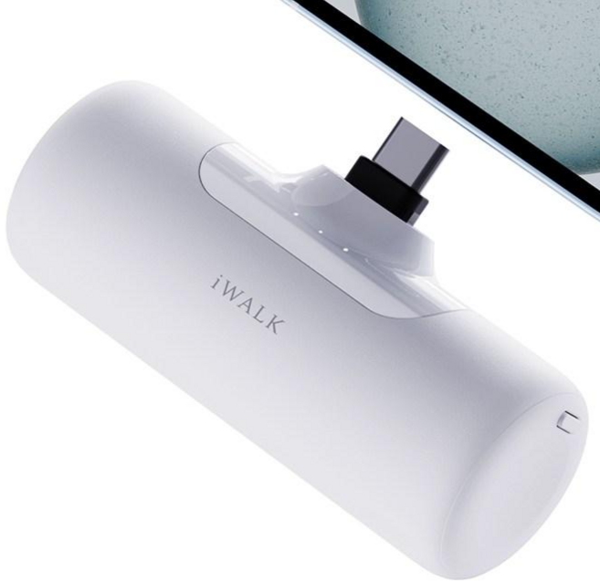 아이워크 iWALK 도킹형 미니 보조배터리 고속충전 일체형 4500mAh 아이폰 C타입 휴대용 잔량표시, 화이트