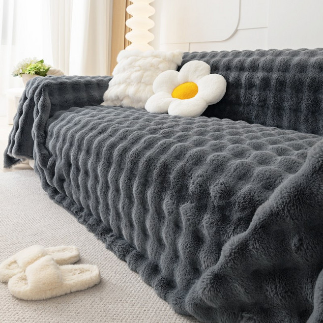 단색 소파 덮개 겨울 모직 방진 소파 보호 커버 1인 2인 3인 4인 소파 커버 적용