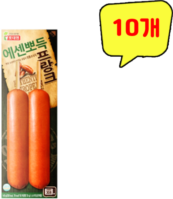 롯데햄 에센뽀득 프랑크 2입, 140g, 10개