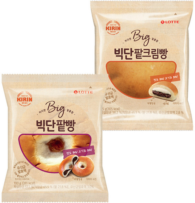 롯데제빵 팥크림빵X5개+빅단팥빵X5개, 10개