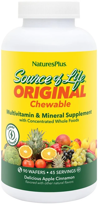 네이처스플러스 소스 오브 라이프 성인 츄어블 종합 비타민 - NaturesPlus Source of Life Adult Chewable Multivitamin - Apple Cin, 90개 (1팩), 1개 - 쿠팡