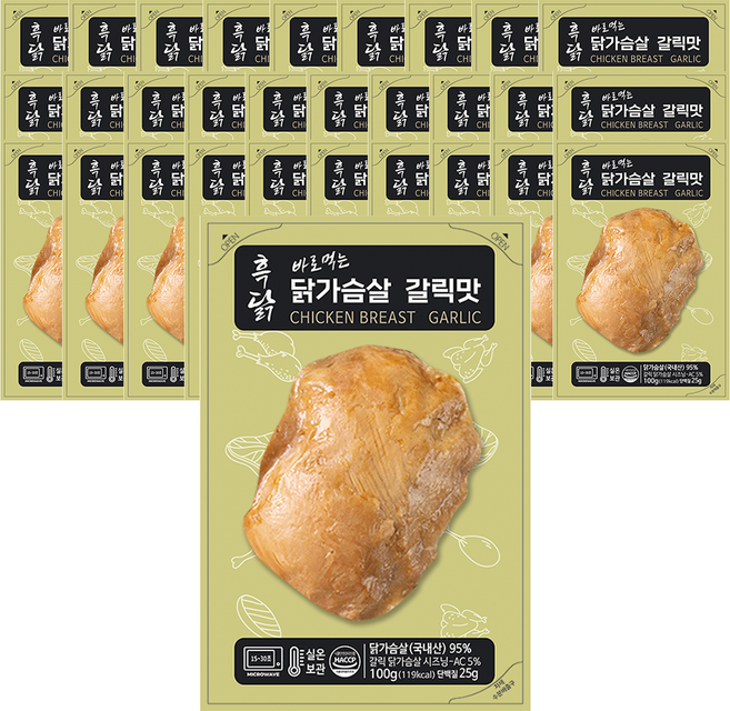 흑닭 바로먹는 닭가슴살 갈릭, 30개, 100g