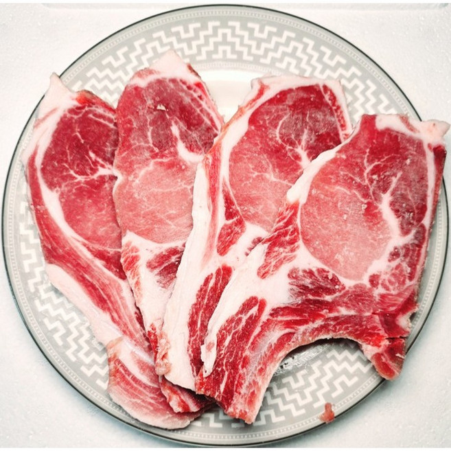 [행복미트] 돼지 뼈등심 돈마호크 Pork Chop 구이 찜 스테이크용 1kg [당일발송], 1개