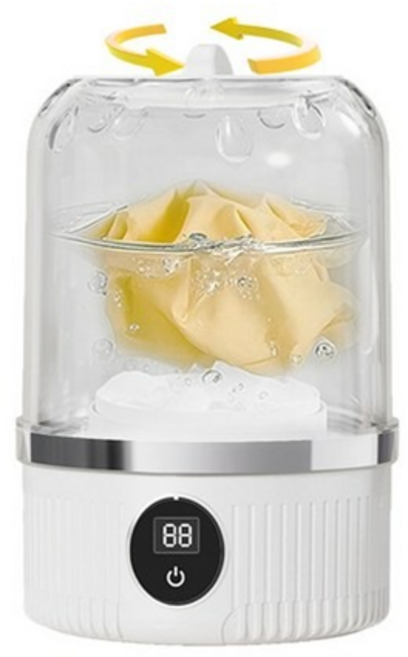 충전식 속옷 양말 세탁기 언더웨어 소형 여행 캠핑 세탁기 무선 휴대용 강력한 클렌징 쾌속 세척 모드, 화이트, WZR-888