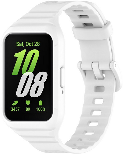 갤럭시 핏3 전용 일체형 실리콘 프레임 밴드-풀커버 보호 손목 둘레 150~185mm 호환, 1개, 2# 화이트