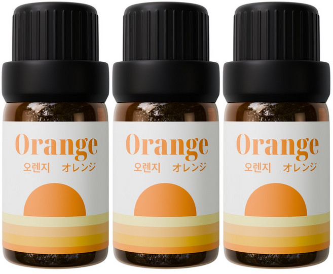 1+1+1 천연 유기농 아로마오일 에센셜오일, 유기농 오렌지오일, 10ml, 3개