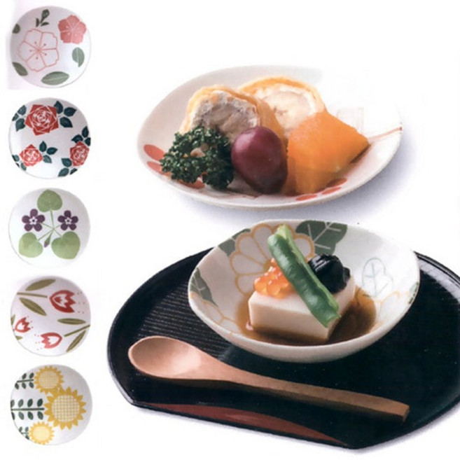 (일본) 후루루 플라워 접시 그릇 사방형 꽃무늬 꽃접시 소스종지 반찬접시 찬기 앞접시 (5type 3size), 제비꽃-10.5종지, 1개