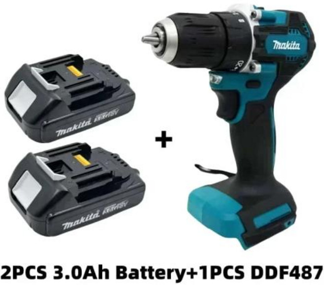 기존 Makita DDF487 무선 드라이버 드릴 브러시리스 전기 충격 스크루 드라이버 충전식 전동 공구 18V 배터리 포함, [05] DDF487-1 3Ah-2, 1개