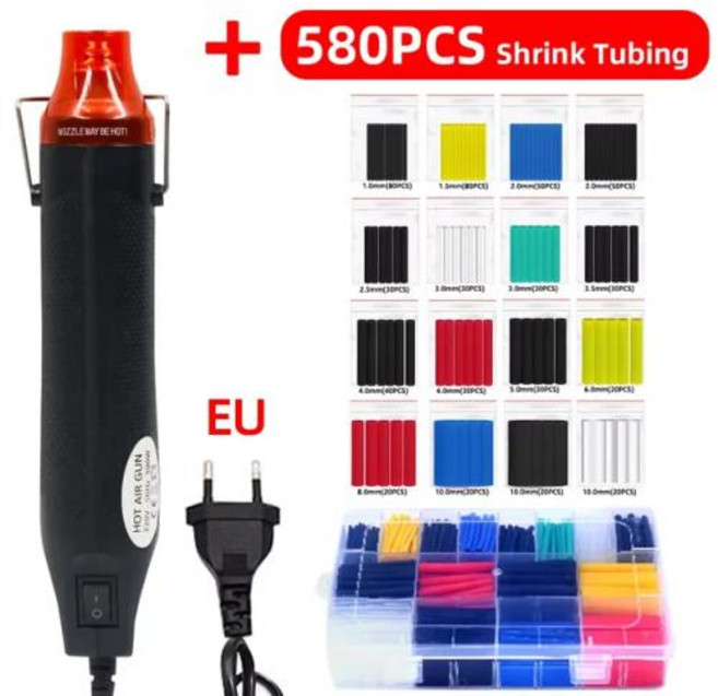 무선 열풍기 히팅건 핫건 열풍기히트건 열풍 전기 300W DIY 납땜 온도 송풍기 건 공예 엠보싱 랩용 열 수축 버트 포함 220 V 110V, 2) EU Plug set, 한개옵션1