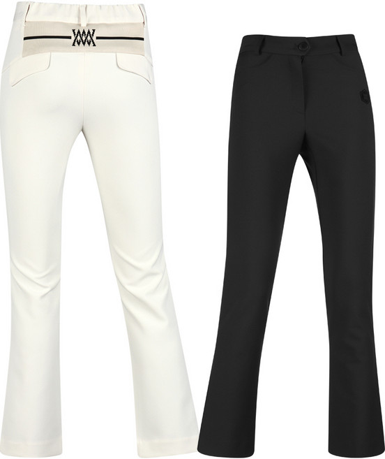 럭스골프 여성 백밴딩 자카드 포인트 부츠컷 골프바지 MW25A252W