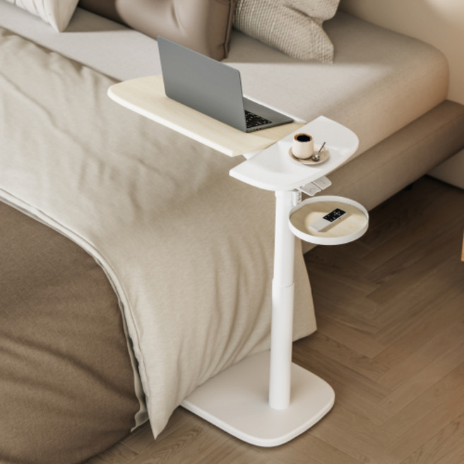 오레즈 각도조절 높낮이 이동식 사이드테이블, 내추럴+화이트