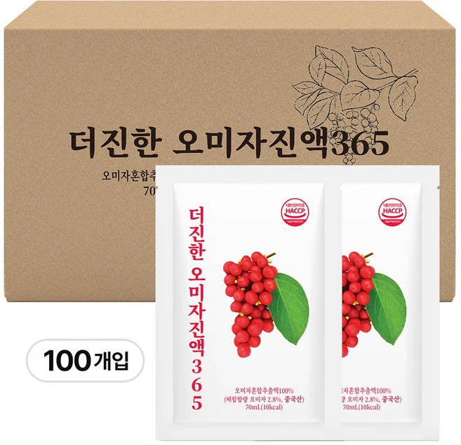 더 진한 오미자진액 365, 100개, 70ml - 쿠팡