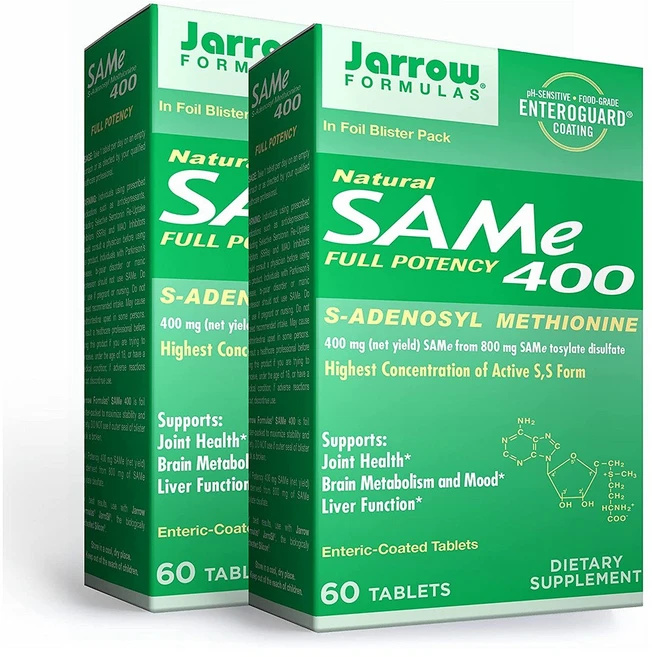 Jarrow Formulas SAM-e 자로우 포뮬러스 네츄럴 샘 이 400mg 60정 2팩 - 쿠팡