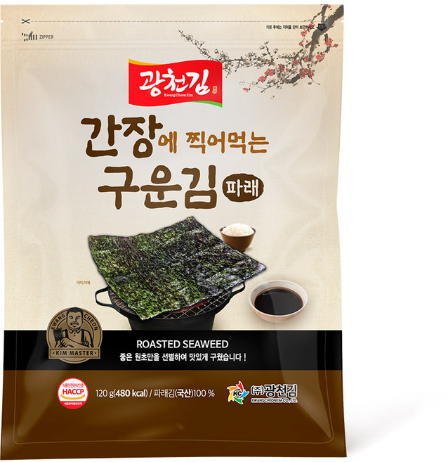 광천김 간장에 찍어먹는 구운 파래김 120g 1봉, 1개