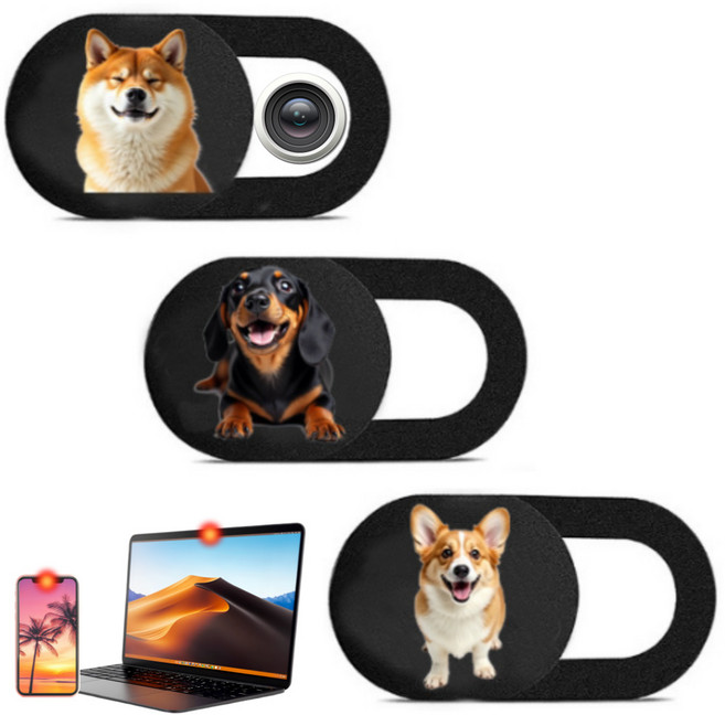 노트북 카메라가리개 웹캠커버 테블릿 핸드폰 렌즈 차단 3P 세트, 스마일 강아지 3종, 1세트, 스마일 강아지 3종