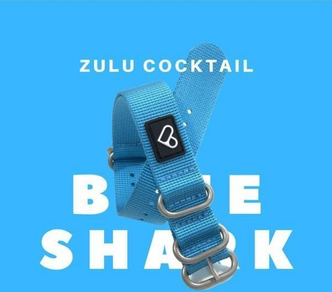 CREST Zulu Cocktail CR-4 潛水電腦錶尼龍錶帶組 特調運動錶帶 特級經銷公司貨, Blue Shark 藍, 1個