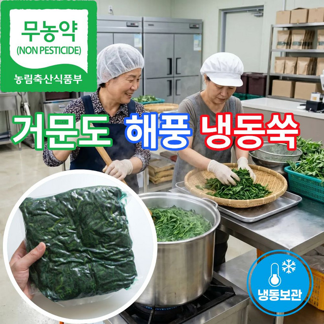 더맛곳간 무농약 국산 여수 거문도 냉동쑥 삶은 쑥떡용 쑥국용 냉동 데친 해풍 쑥, 1개, 2kg