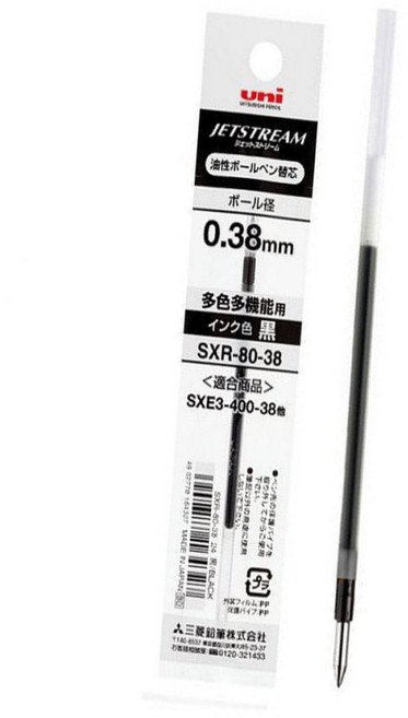 유니 제트스트림 다색용 리필심 0.38mm (10개입) SXR-80-38, 블루, 블루, 1개