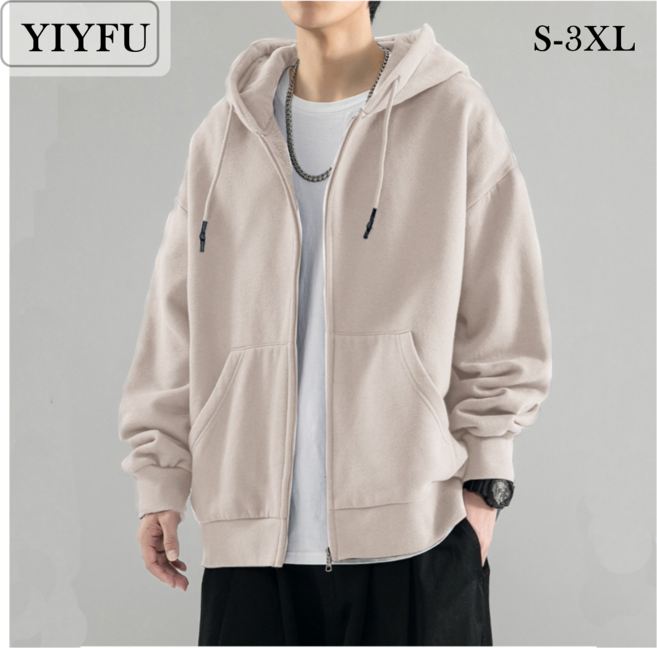 YIYFU 남녀공용 심플 후드집업 스타일리쉬한 빅포켓 아우터 4컬러