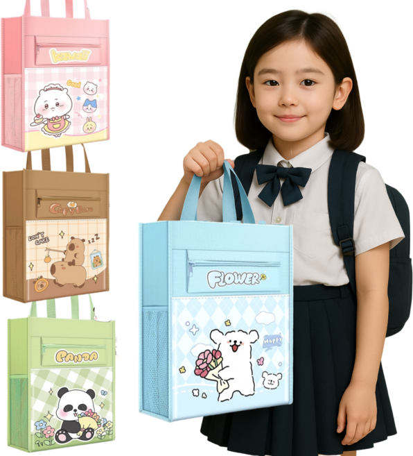 주포어유 가벼운 다용도 방수 캐릭터 보조 학원 손 가방