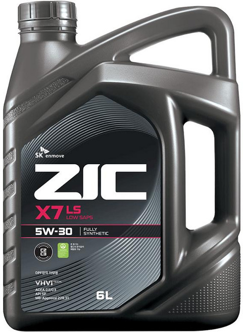 지크 X7 LS 5W30 C2 C3 6리터 API SP 합성 가솔린 디젤 겸용 엔진오일, 1개, 6L