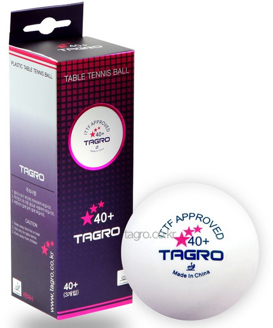 타그로 시합구 ABS 40+ 경기용 탁구공 (3개입), 흰색, 3개입, 1개