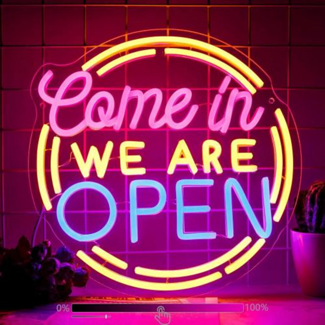 오픈 네온사인 간판 카페 벽 장식용 비즈니스 조명 남성용 동굴 바 펍 레스토랑, Come in We Are Open