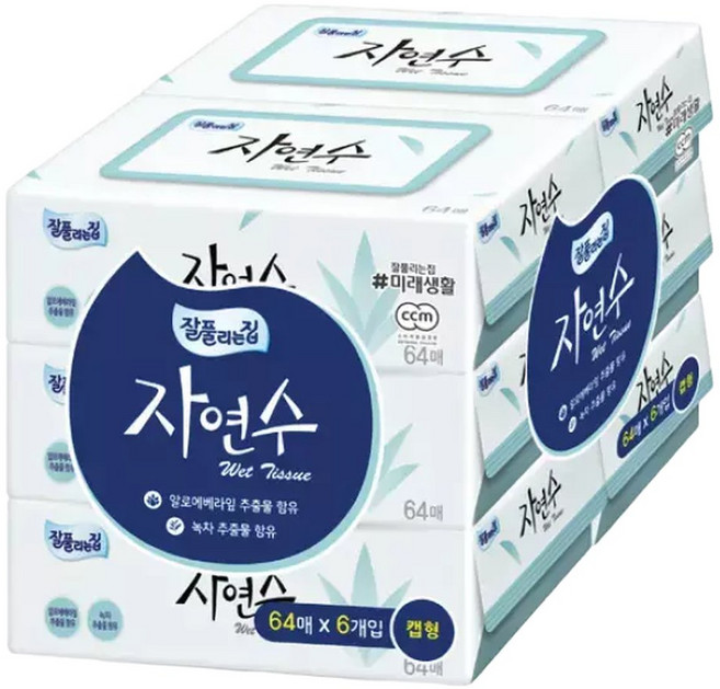 미래생활 잘풀리는집 자연수 물티슈 64매x6입, 64매, 6개