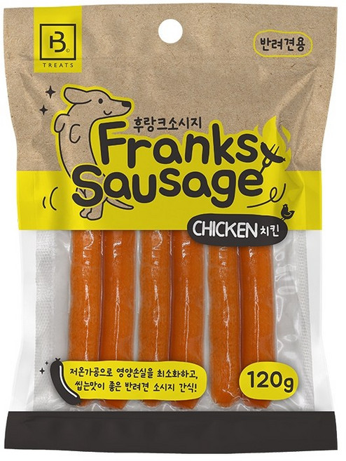 브리더랩 후랑크소세지 강아지 통살 소세지 간식, 1개, 120g, 닭고기